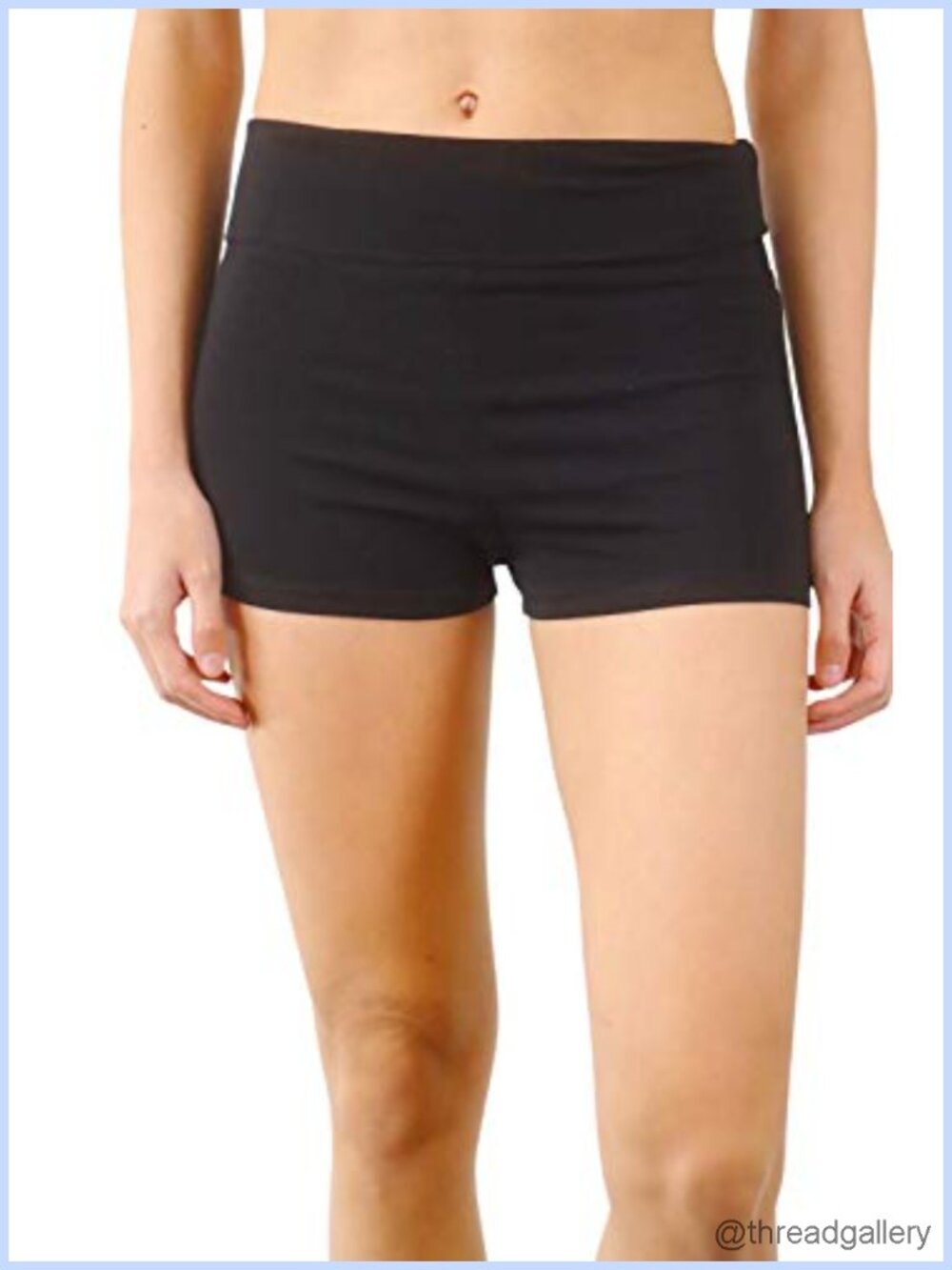 Fold Over Waist Stretch Cotton Yoga Shorts Activewear